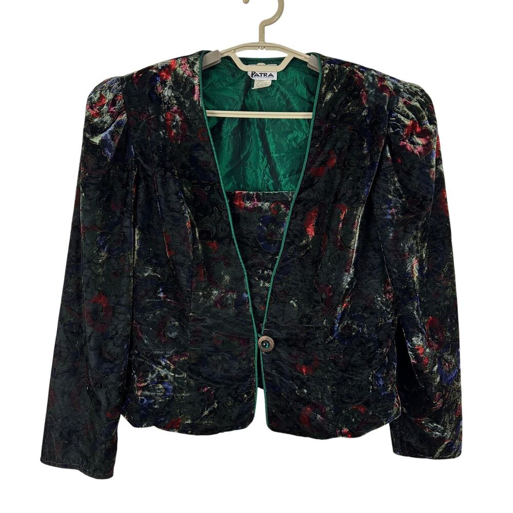 Vintage Velvet Dark Floral Jacket 12 Petite Renaissance Cosplay Patra